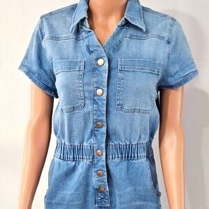 Celebrity Pink Light Blue Denim Romper